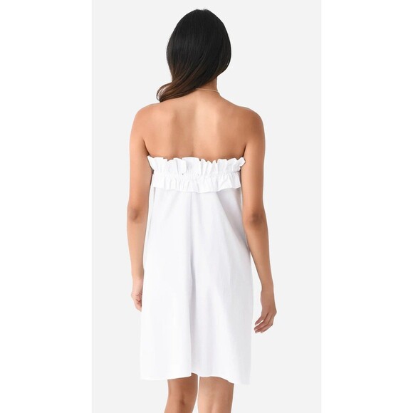 Women’s Stark X Mini Party Dress White Strapless Ruffle Let’s Party Bridal Small - Picture 2 of 8